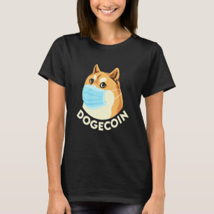 Dogecoin Cryptocurrency Shiba Inu Dog Wearing Mask T-Shirt