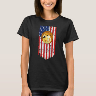 Dogecoin Doge Cryptocurrency American Flag Grunge  T-Shirt