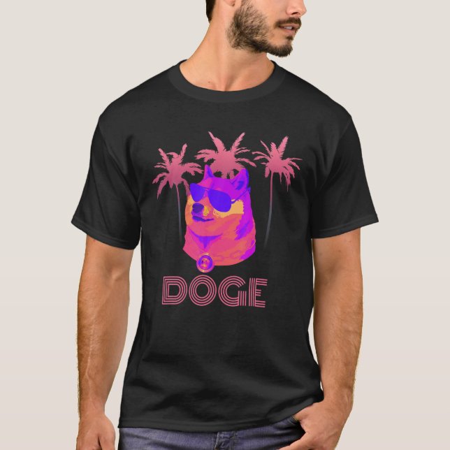 Dogecoin Doge Retro Crypto Vice T-Shirt (Front)