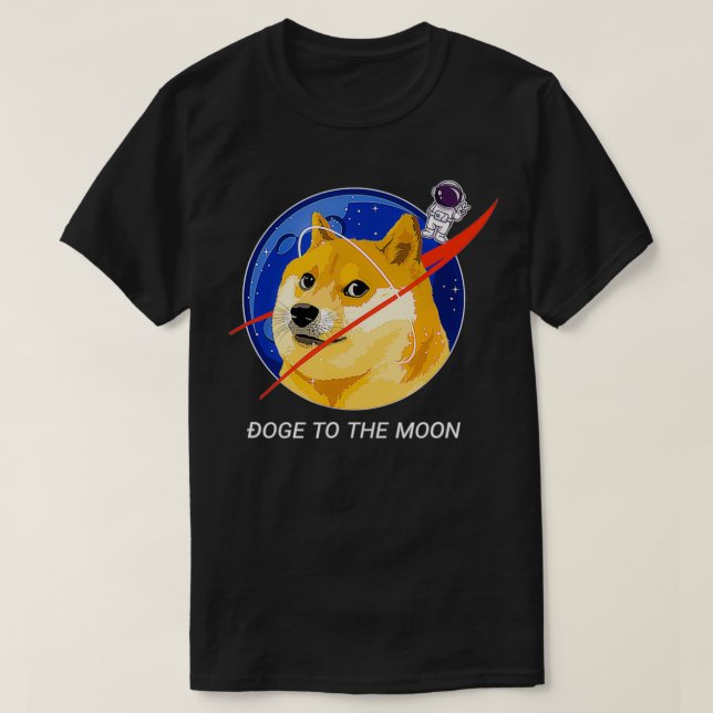Dogecoin Doge To the Moon HODL Crypto Meme  T-Shirt (Design Front)
