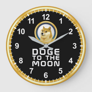 Dogecoin Doge To The Moon Stock Market Crypto Hodl Large Clock