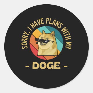 Dogecoin Funny Plans With My Doge Dog Classic Round Sticker