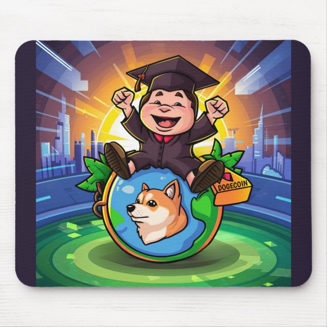 Dogecoin Graduation Mouse Pad (Front)