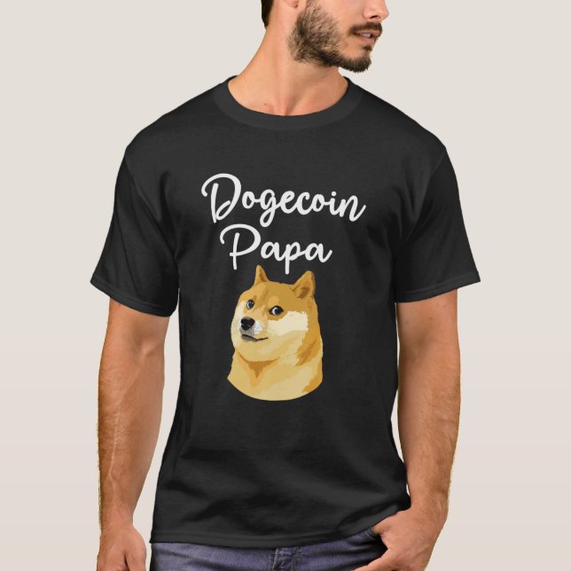 Dogecoin Papa Doge Hold Funny Doge Crypto Meme Dog T-Shirt (Front)