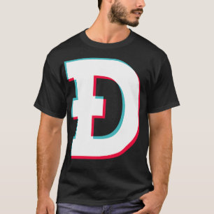 Dogecoin Social Media App blue pink glitch modern T-Shirt