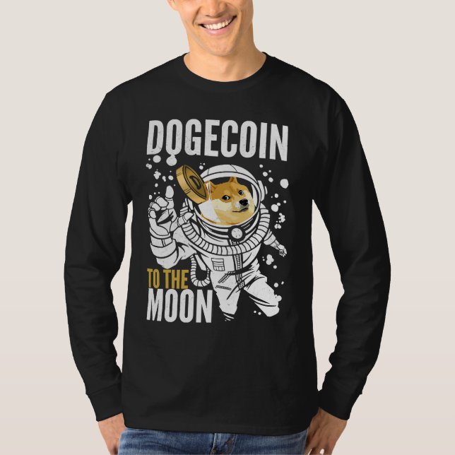 Dogecoin To The Moon Astronaut Doge Shiba T-Shirt (Front)