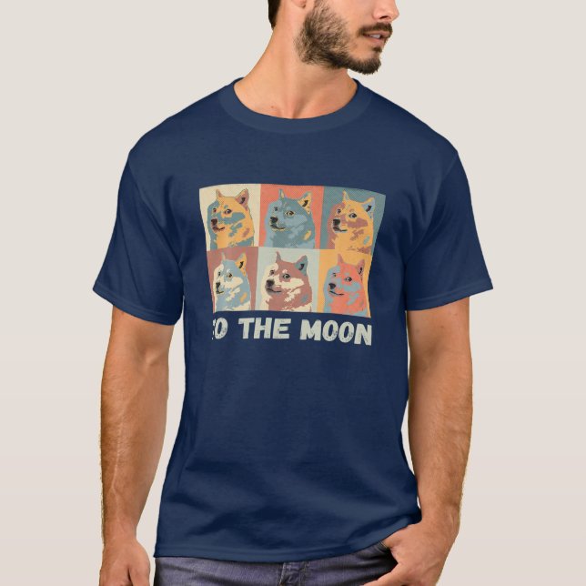 Dogecoin To The Moon Crypto Meme Coin Shiba DOGE T T-Shirt (Front)