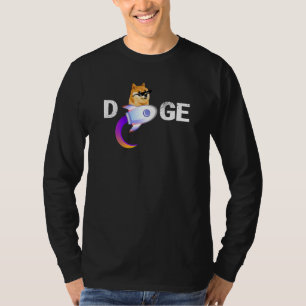 Dogecoin To The Moon Crypto Meme With Glasses And T-Shirt