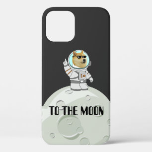 Dogecoin to the moon funny black astronaut dog iPhone 12 case