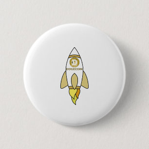 Dogecoin To The Moon Rocket 6 Cm Round Badge