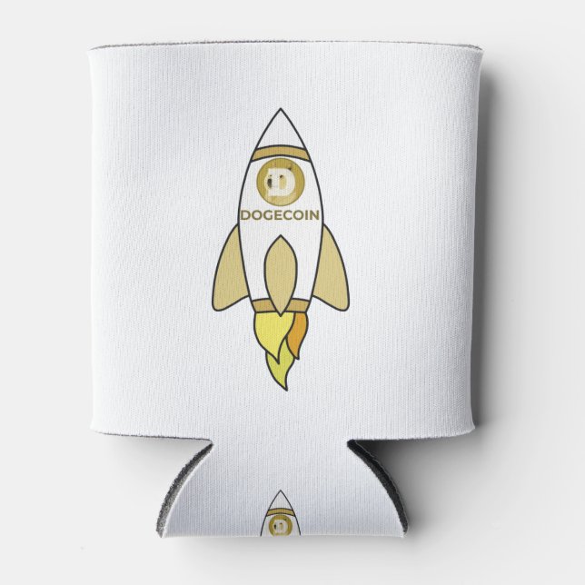 Dogecoin To The Moon Rocket Can Cooler (Front)