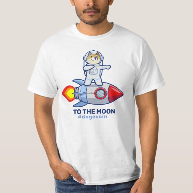 Dogecoin To The Moon Rocket Man Space Doge Crypto T-Shirt (Front)
