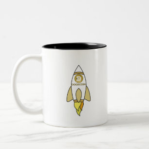 Dogecoin To The Moon Rocket Two-Tone Coffee Mug