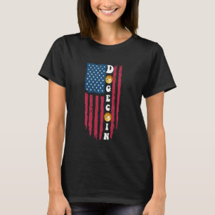 Dogecoin To The Moon Us Flag Crypto Meme Doge Hodl T-Shirt