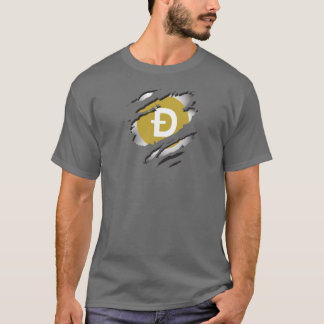 Dogecoin Torn Image w/ Logo Reveal Underneath T-Shirt