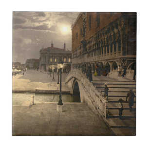 Doge's Palace by Moonlight, Venice, Italy Tile