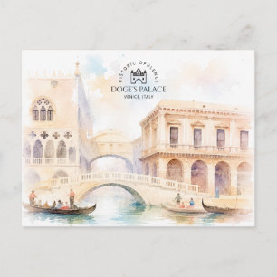 Doge's Palace in Venice, Italy   Landscape Travel Holiday Postcard
