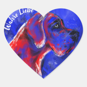 Doggenaufkleber rot blau Herz Heart Sticker