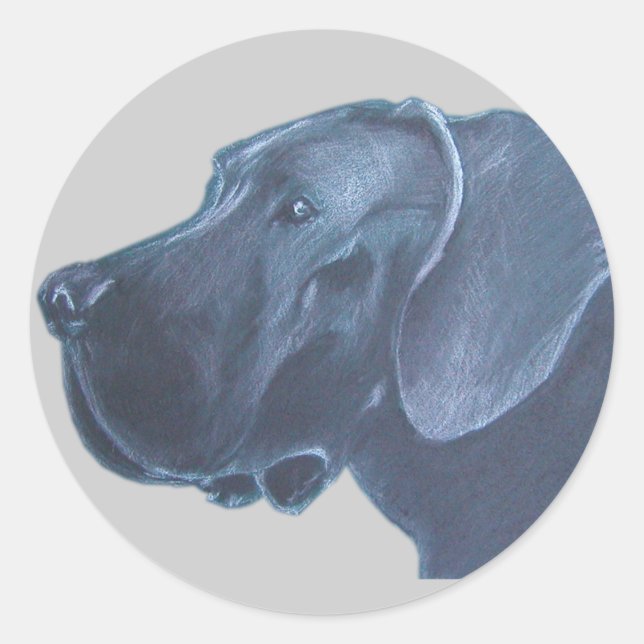 Doggenkopf Zeichnung Classic Round Sticker (Front)