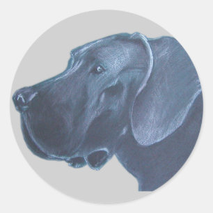 Doggenkopf Zeichnung Classic Round Sticker