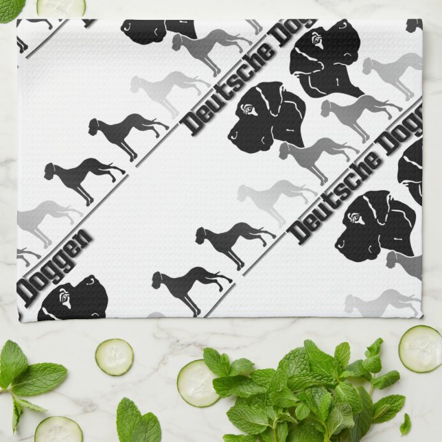 Doggenlogo Schwarz Grau Tea Towel (Folded)