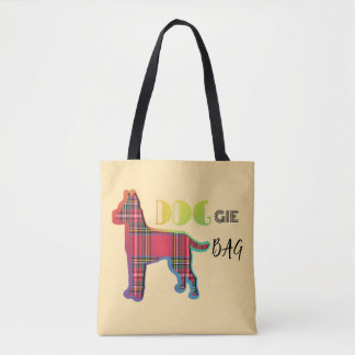 Doggie Bag Red Plaid Pale Yellow Tote Bag