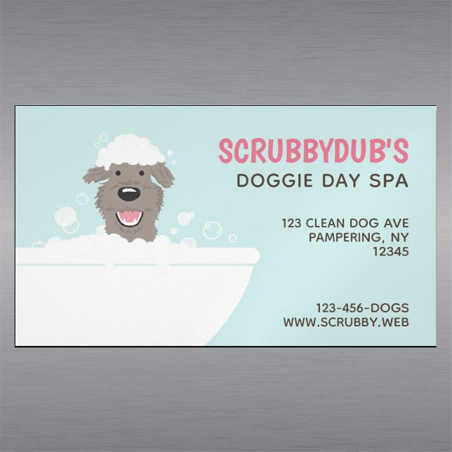 Doggie Bubble Bath | Fun Pet Groomer | Dog Wash Magnetic Business Card (Creator Uploaded)