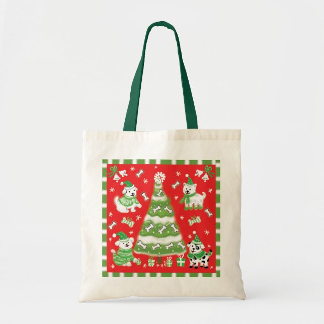 Doggie Christmas Tree Tote Bag (Front)