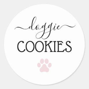 Doggie Cookies Treats Calligraphy Favour Classic Round Sticker
