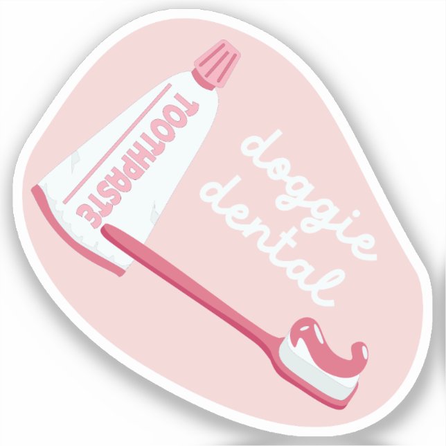 "Doggie Dental" dog care reminder cherry pink (Front)