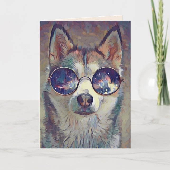 doggie glasses greeting card (Front)
