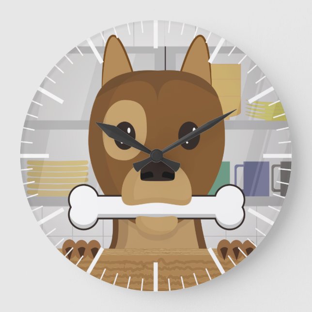 Doggie in the kitchen large clock (Front)