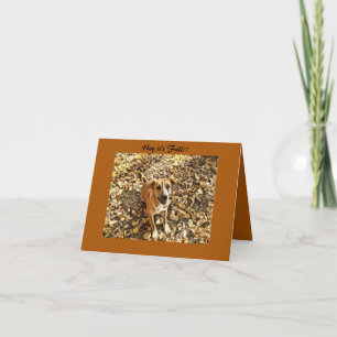 Doggie in the leaves Fall-Autumn greeting card