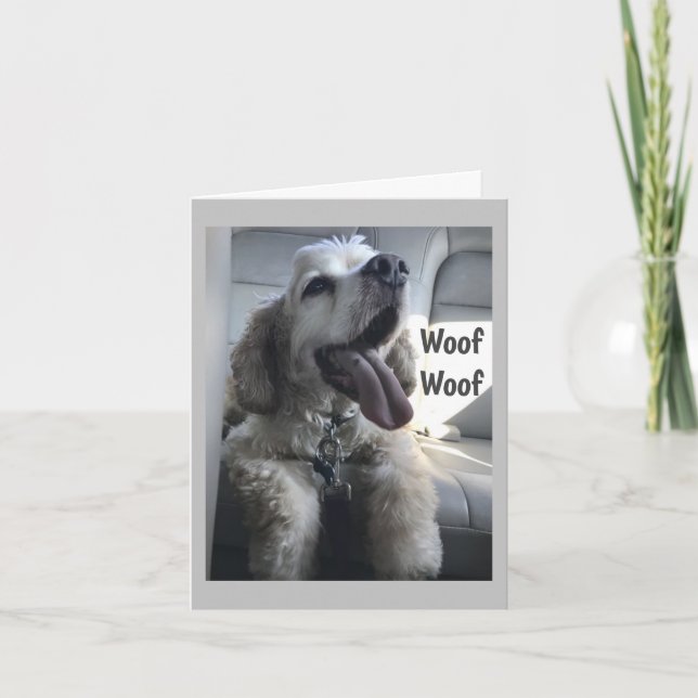 DOGGIE LANGUAGE IS "HAPPY BIRTHDAY" WOOF WOOF CARD (Front)