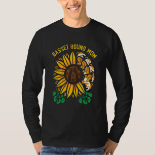 Doggie Mom Dog Owner Wife Basset Hound Lover Sunfl T-Shirt