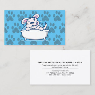 Doggie Paws Pattern Dog in Bathtub Business Card