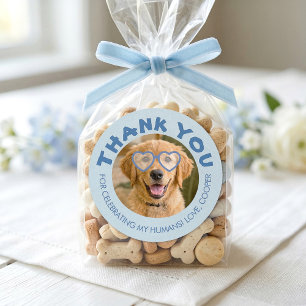 Doggie Treat Wedding Favours Dog Photo Thank You Classic Round Sticker