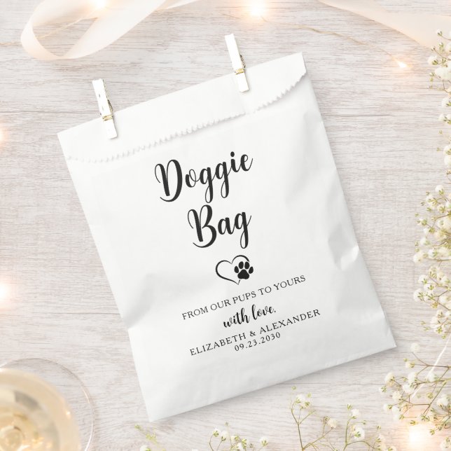 Doggie Treats Personalised Biscuit Bar Pet Wedding Favour Bags (Clipped)