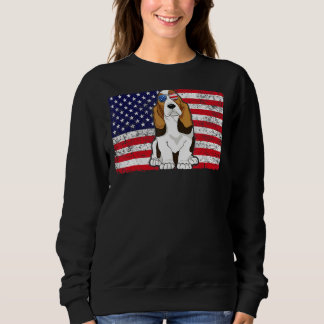 Doggie Usa Dog Owner Usa Basset Hound Usa Flag Sweatshirt
