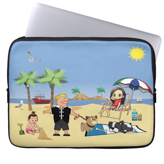 Doggone Beachy Laptop Sleeve (Front)