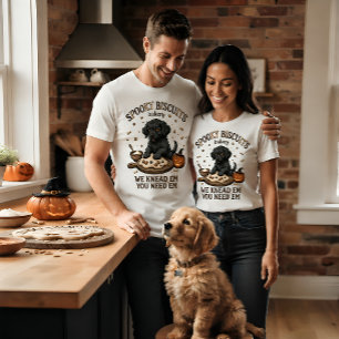 Doggy Biscuits Spooky Season Black Dog Halloween Tri-Blend Shirt