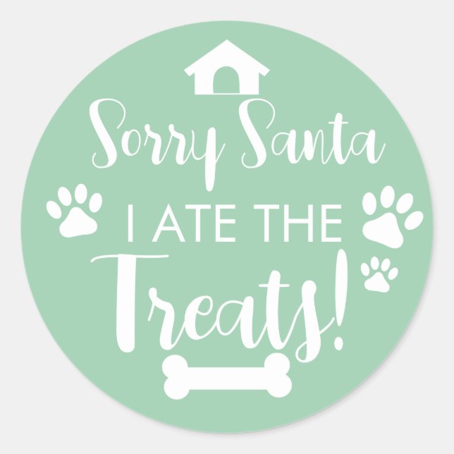 Doggy Christmas Present, pooch, Custom Dog Biscuit Classic Round Sticker (Front)