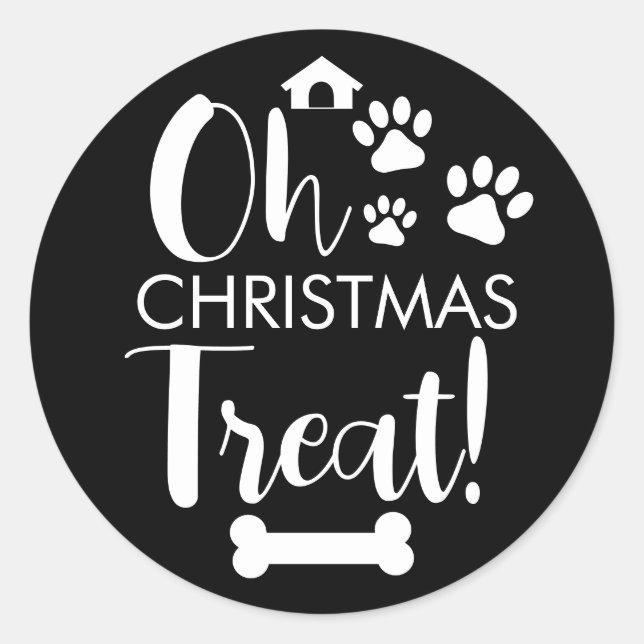 Doggy Christmas Present, pooch, Custom Dog Biscuit Classic Round Sticker (Front)