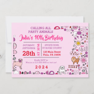 Doggy Dog Birthday Party Puppy Invitation