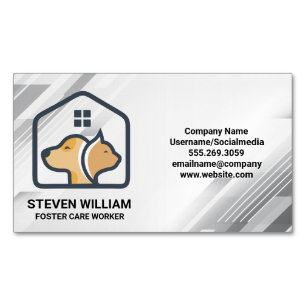 Doggy Kitty House Logo Pet Store Services Magnetic Business Card