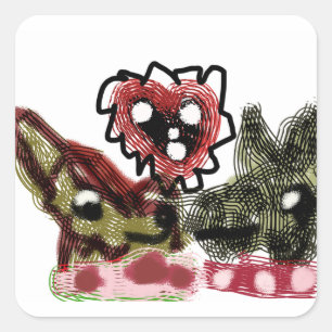 doggy love valentine square sticker