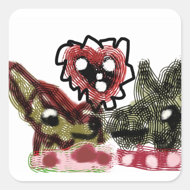 doggy love valentine  square sticker (Front)