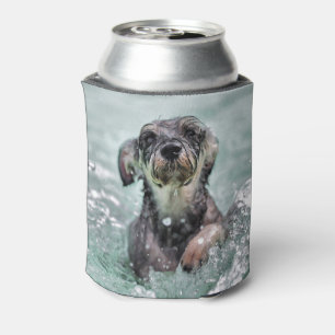 Doggy Paddle Cute Dog Swimming Can Cooler