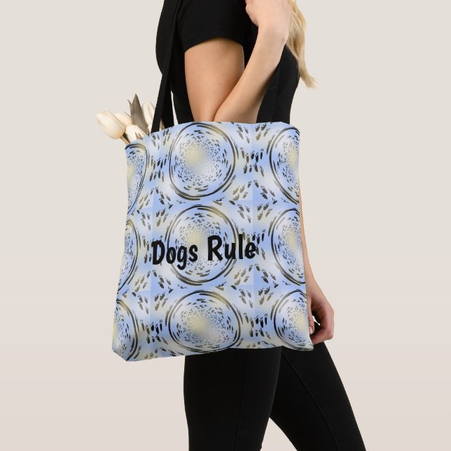 Doggy Paw Prints Blue Tote Bag (Close Up)