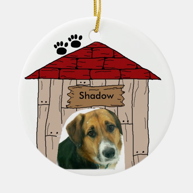 Doghouse Customised Dog Photo Keepsake Ceramic Tree Decoration (Front)